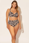 Molly is wearing a 14 suit, she has a 36DD bust and a 33" waist.