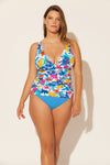 Molly is wearing a 14 suit, she has a 36DD bust and a 33" waist.