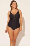 Molly is wearing a 14 suit, she has a 36DD bust and a 33" waist.