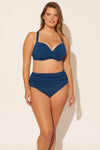 Molly is wearing a 14 suit, she has a 36DD bust and a 33" waist.
