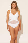 Molly is wearing a 14 suit, she has a 36DD bust and a 33" waist.