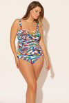 Molly is wearing a 14 suit, she has a 36DD bust and a 33" waist.