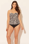 Sara is wearing a 10 suit, she has a 36D bust and a 30.5” waist.