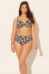 Sara is wearing a 10 suit, she has a 36D bust and a 30.5” waist.