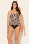 Sara is wearing a 10 suit, she has a 36D bust and a 30.5” waist.