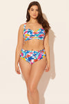 Sara is wearing a 10 suit, she has a 36D bust and a 30.5” waist.