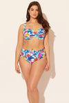 Sara is wearing a 10 suit, she has a 36D bust and a 30.5” waist.