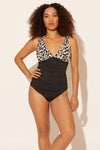 Zoe is wearing a 8 suit, she has a 34D bust and a 29” waist.
