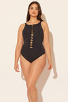 Sara is wearing a 10 suit, she has a 36D bust and a 30.5” waist.