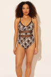 Zoe is wearing a 8 suit, she has a 34D bust and a 29” waist.