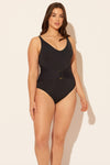 Sara is wearing a 10 suit, she has a 36D bust and a 30.5” waist.