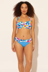 Zoe is wearing a 8 suit, she has a 34D bust and a 29” waist.