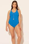 Sara is wearing a 10 suit, she has a 36D bust and a 30.5” waist.