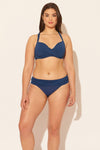 Sara is wearing a 10 suit, she has a 36D bust and a 30.5” waist.