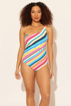 Zoe is wearing a 8 suit, she has a 34D bust and a 29” waist.