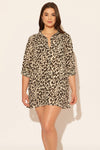 Sara is wearing a 10 suit and L coverup, she has a 36D bust and a 30.5” waist.