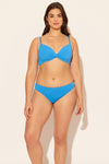 Sara is wearing a 10 suit, she has a 36D bust and a 30.5” waist.