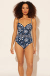 Zoe is wearing a 8 suit, she has a 34D bust and a 29” waist.