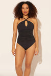 Zoe is wearing a 8 suit, she has a 34D bust and a 29” waist.