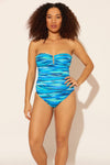 Zoe is wearing a 8 suit, she has a 34D bust and a 29” waist.