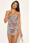 TWIST BANDEAU TANKINI TOP - GROOVY MULTI