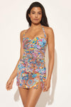 TWIST BANDEAU TANKINI TOP - GROOVY MULTI