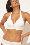 SMOCKED HALTER TOP - WHITE