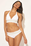 SMOCKED HALTER TOP - WHITE