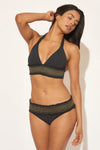 SMOCKED HIPSTER BOTTOMS - BLACK