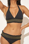 SMOCKED HIPSTER BOTTOMS - BLACK