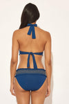SMOCKED HALTER TOP - NAVY