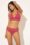 SMOCKED HALTER TOP - ROUGE