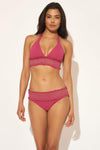SMOCKED HALTER TOP - ROUGE