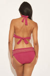 SMOCKED HALTER TOP - ROUGE