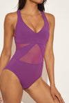 V-NECK MESH STRAPPY CROSS BACK 1 PC - PLUM BERRY