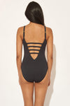 SHEER PLUNGE V-NECK MESH 1 PC - BLACK
