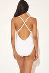 PLUNGE V-NECK MESH CROSS BACK 1 PC - WHITE