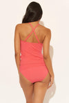 HIGH NECK LATTICE TANKINI TOP - WATERMELON