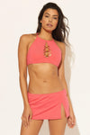 HIGH NECK LATTICE TOP - WATERMELON