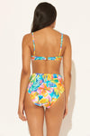 SHIRRED HIGH WAIST BOTTOMS - WHITE MULTI