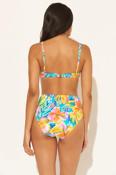 SHIRRED HIGH WAIST BOTTOMS - WHITE MULTI