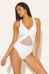 V-NECK MESH STRAPPY CROSS BACK 1 PC - WHITE