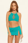 HIGH NECK LATTICE TOP - SEA DIVE