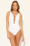 LACE DOWN GOLD 1 PC - WHITE