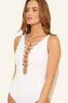 LACE DOWN GOLD 1 PC - WHITE