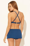HIGH NECK LATTICE TOP - NAVY