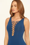 LACE DOWN GOLD 1 PC - NAVY