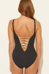 HIGH NECK LACE DOWN TWIST 1 PC - BLACK / ROSE GOLD