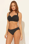 SHIRRED BANDEAU D CUP TOP - BLACK