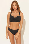 SHIRRED BANDEAU D CUP TOP - BLACK